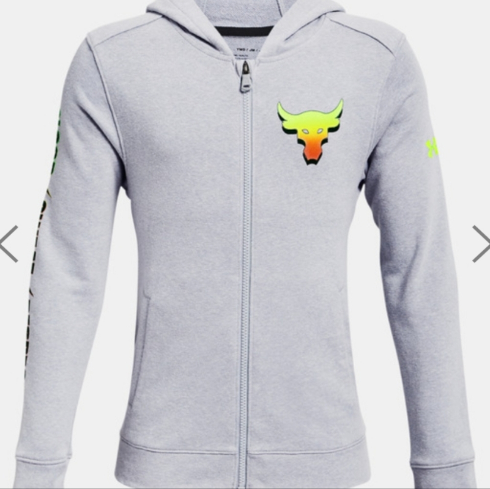 Under armour project rock youth XL kids zip up hoodie small pen mark on sleeve